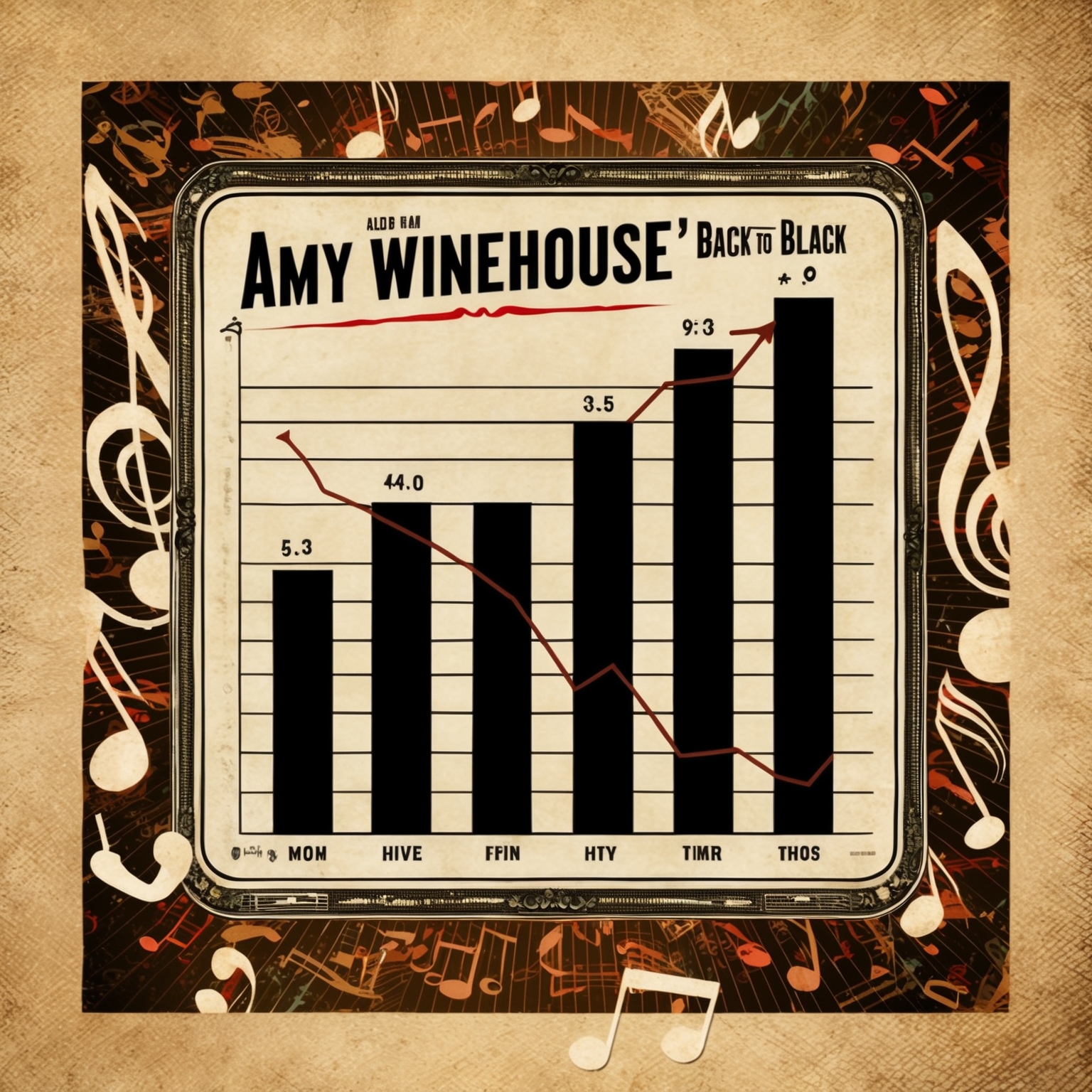 Illustrate a vintage-style chart with Amy Winehouse