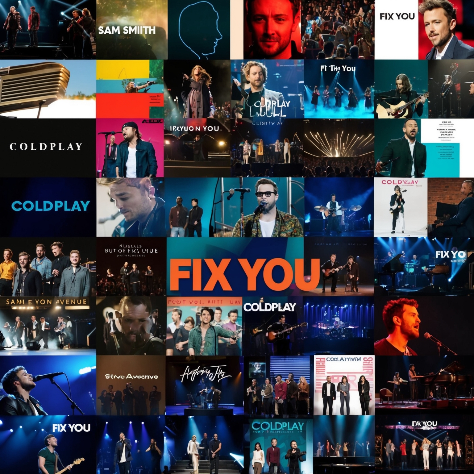 An engaging, emotive collage showcasing iconic Coldplay 