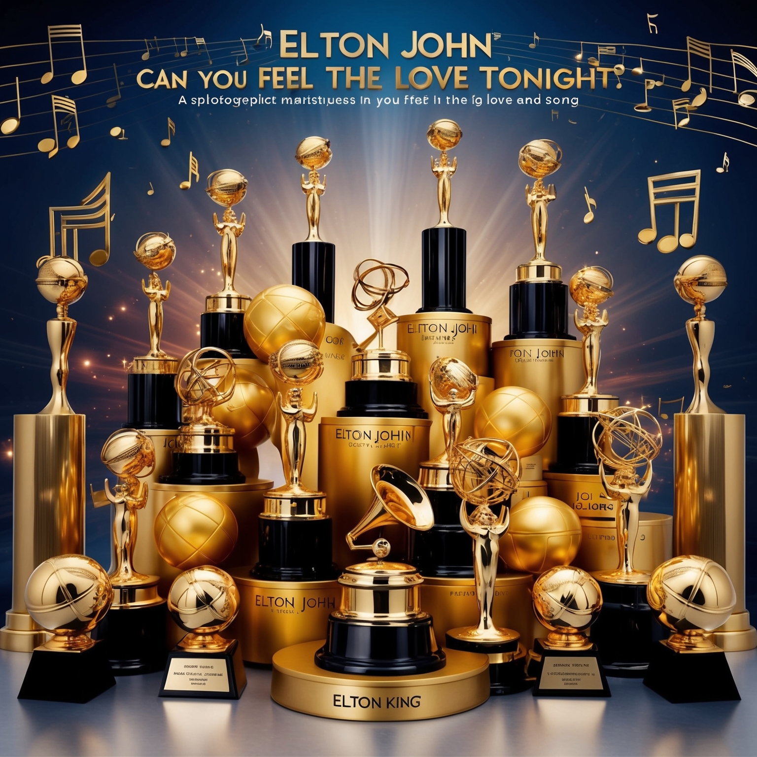 An elegant image representing the numerous accolades received by Elton John