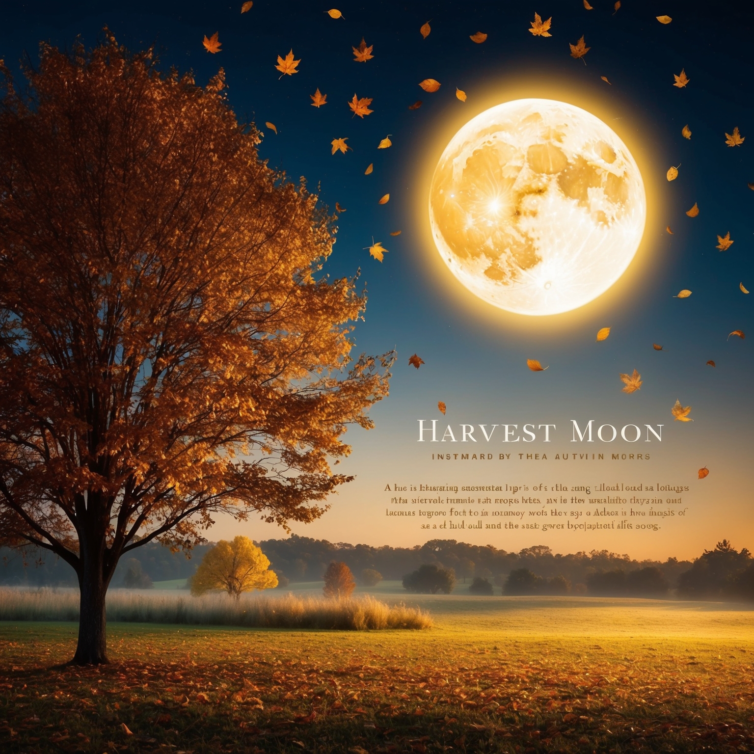 Create an image illustrating a serene, autumn night inspired by the song 