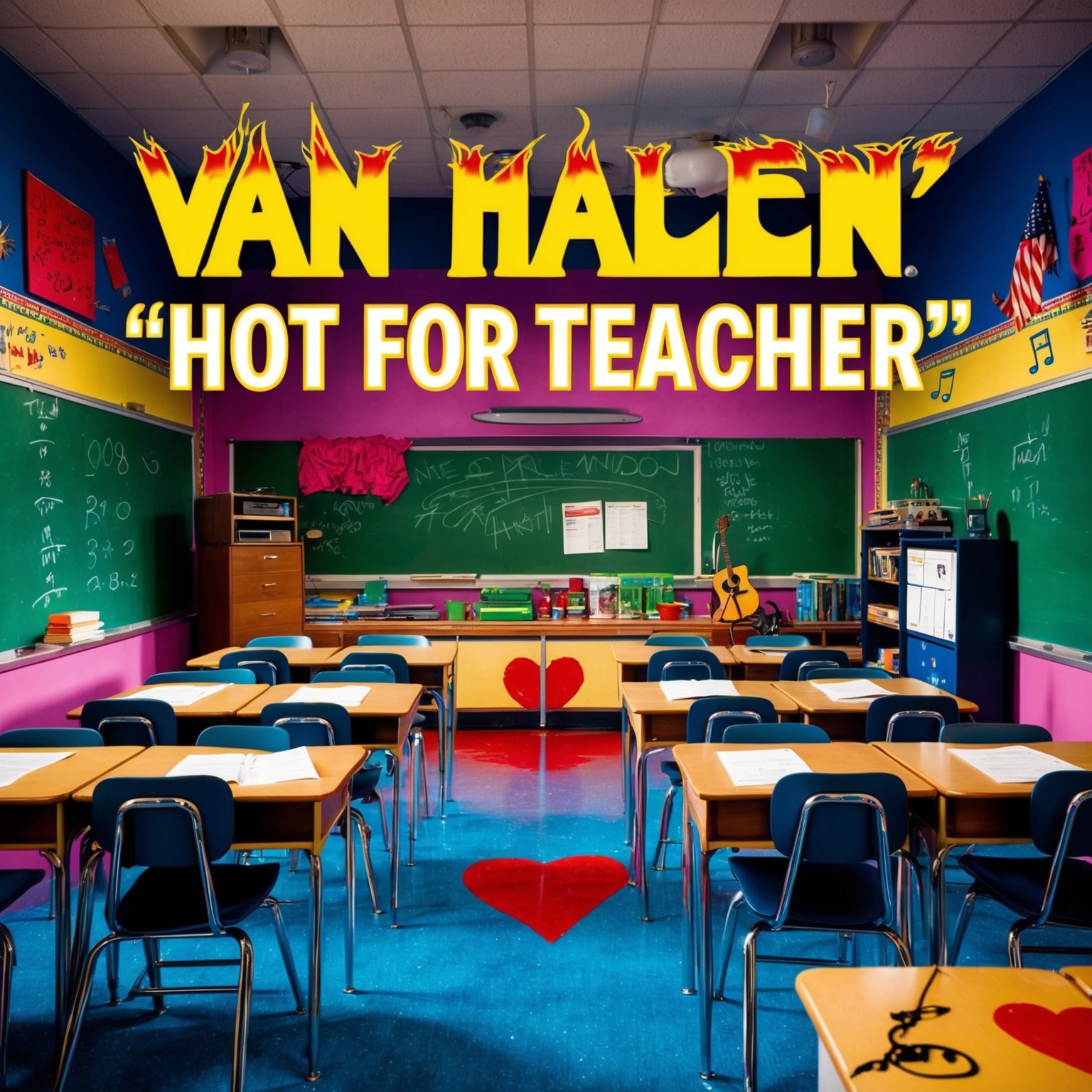 Create an image reflecting the energetic and humorous themes of Van Halen