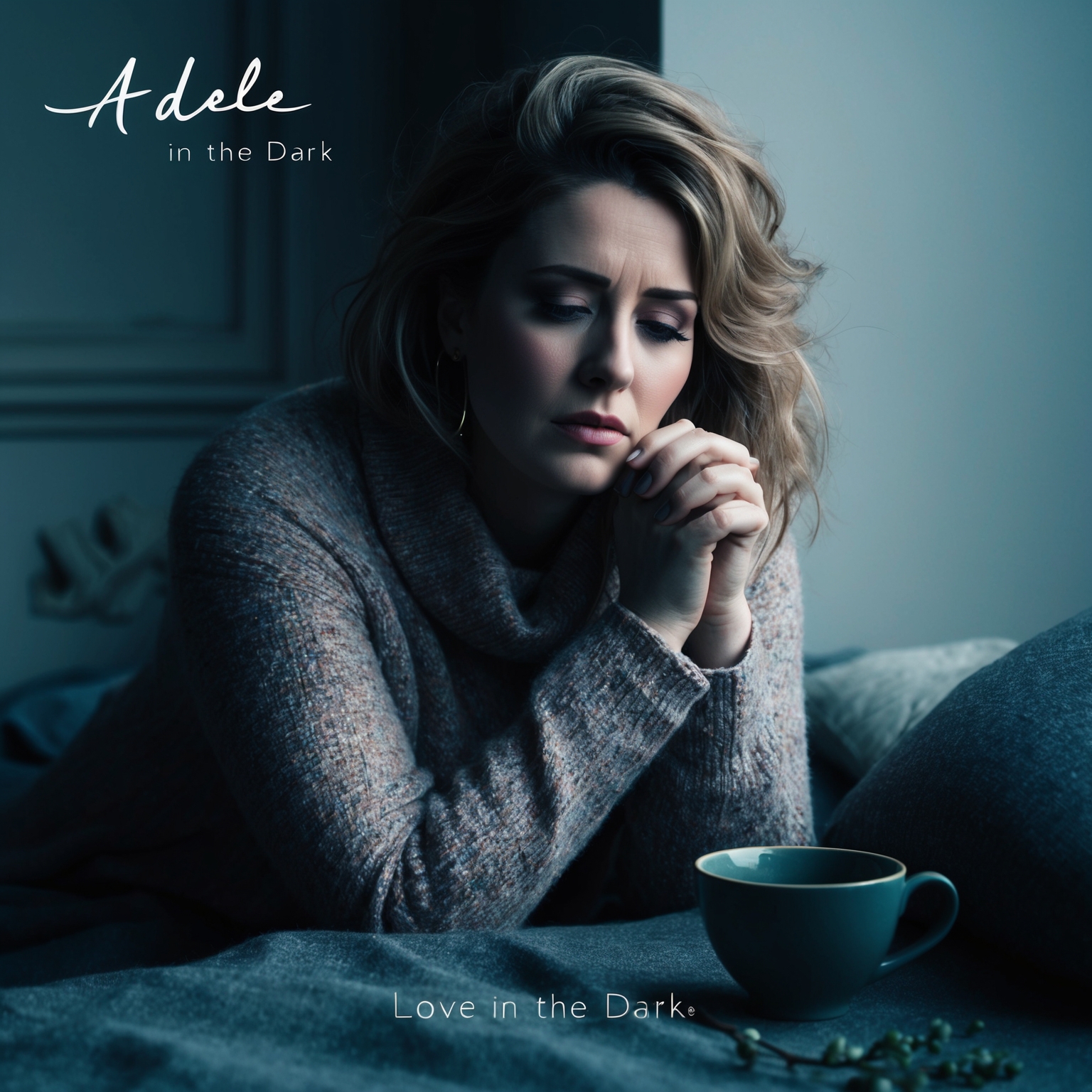 Create a scene capturing the emotional depth and melancholic beauty of Adele