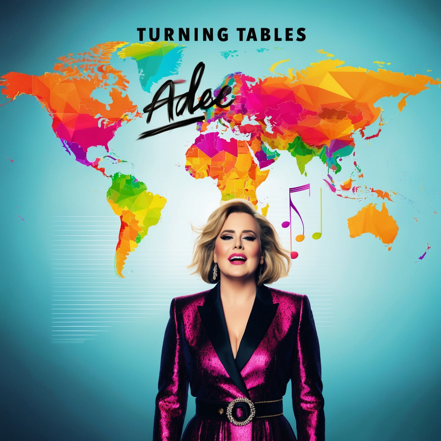 A visual representation of a global music chart, highlighting Adele