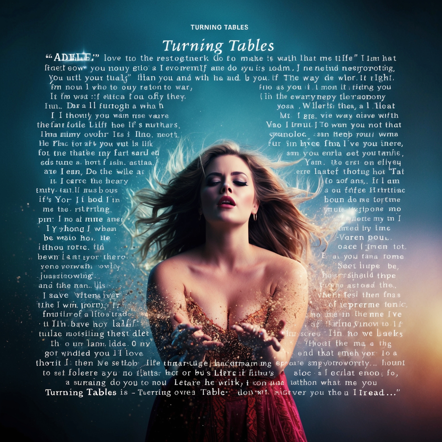 A visual representation of heartfelt lyrics from "Turning Tables" by Adele, capturing themes of empowerment and self-realization through dynamic imagery that conveys emotional resilience and liberation.