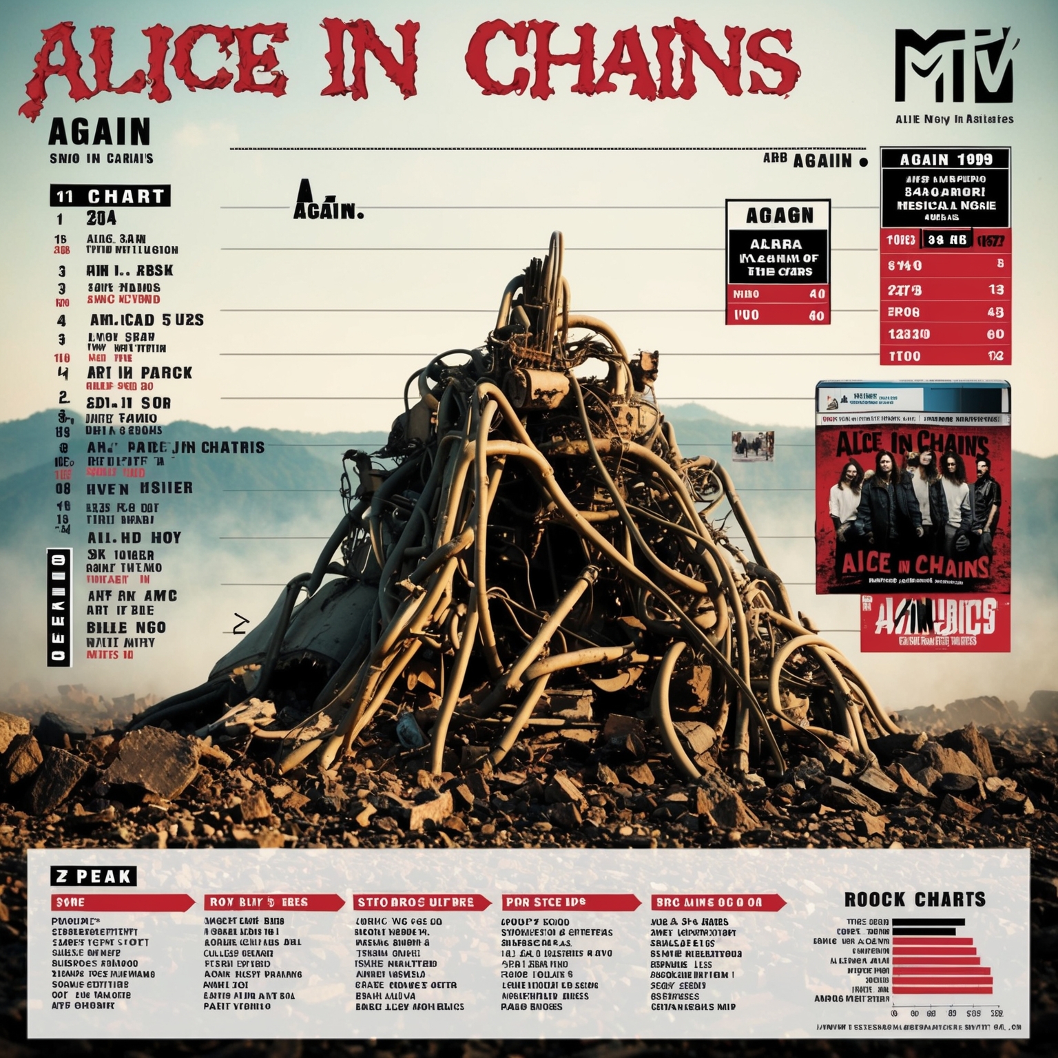 Create an image depicting the musical journey of Alice In Chains