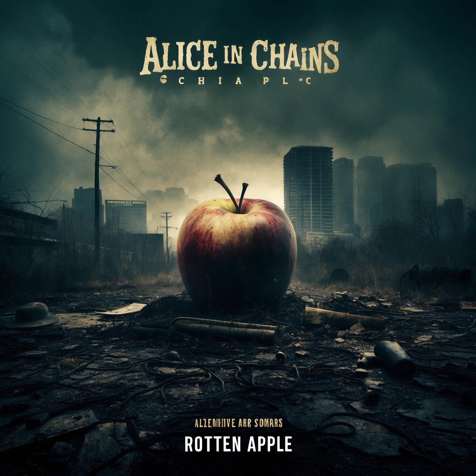 Create an image reflecting the somber and introspective nature of Alice In Chains