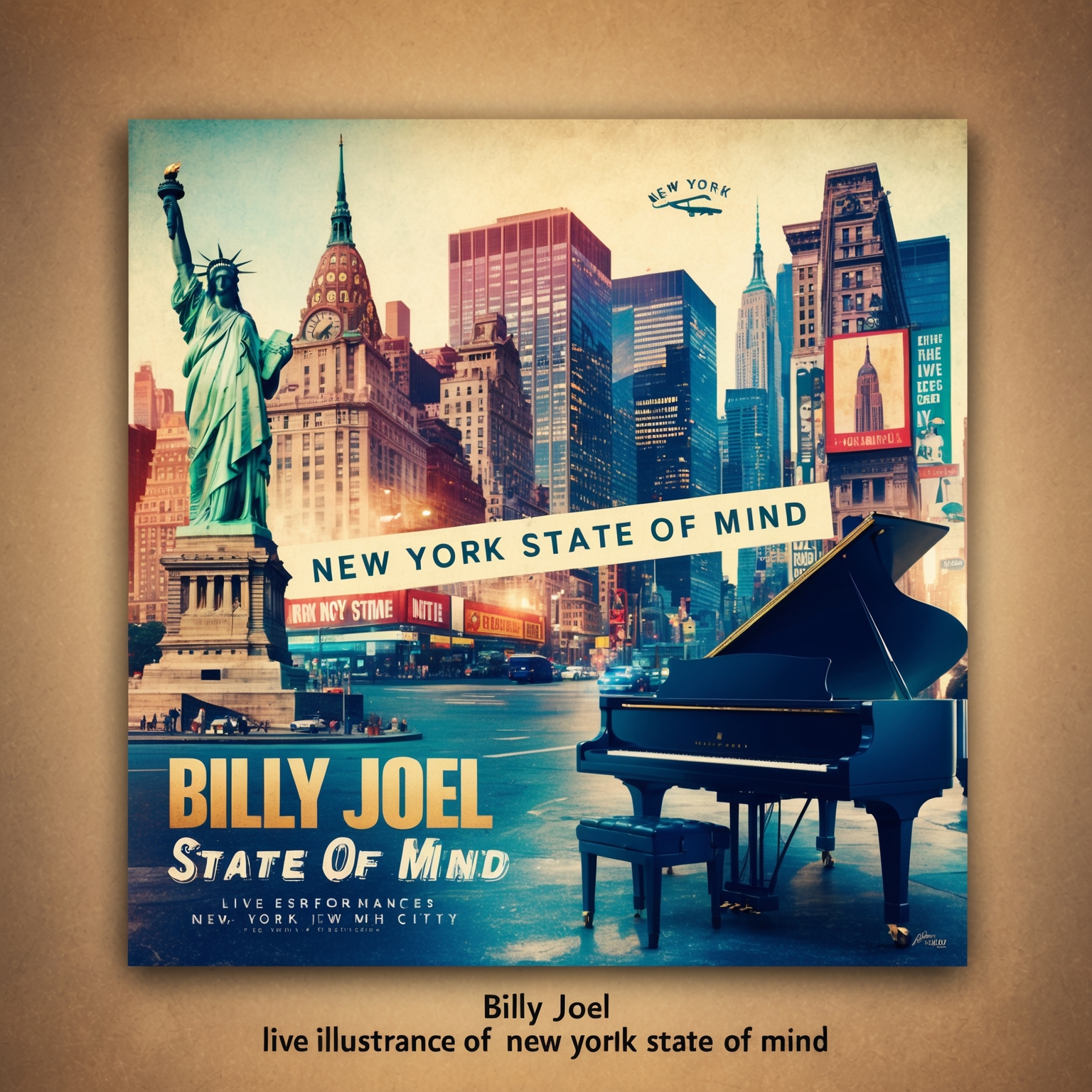 A vibrant illustration capturing the essence of New York City as depicted in Billy Joel