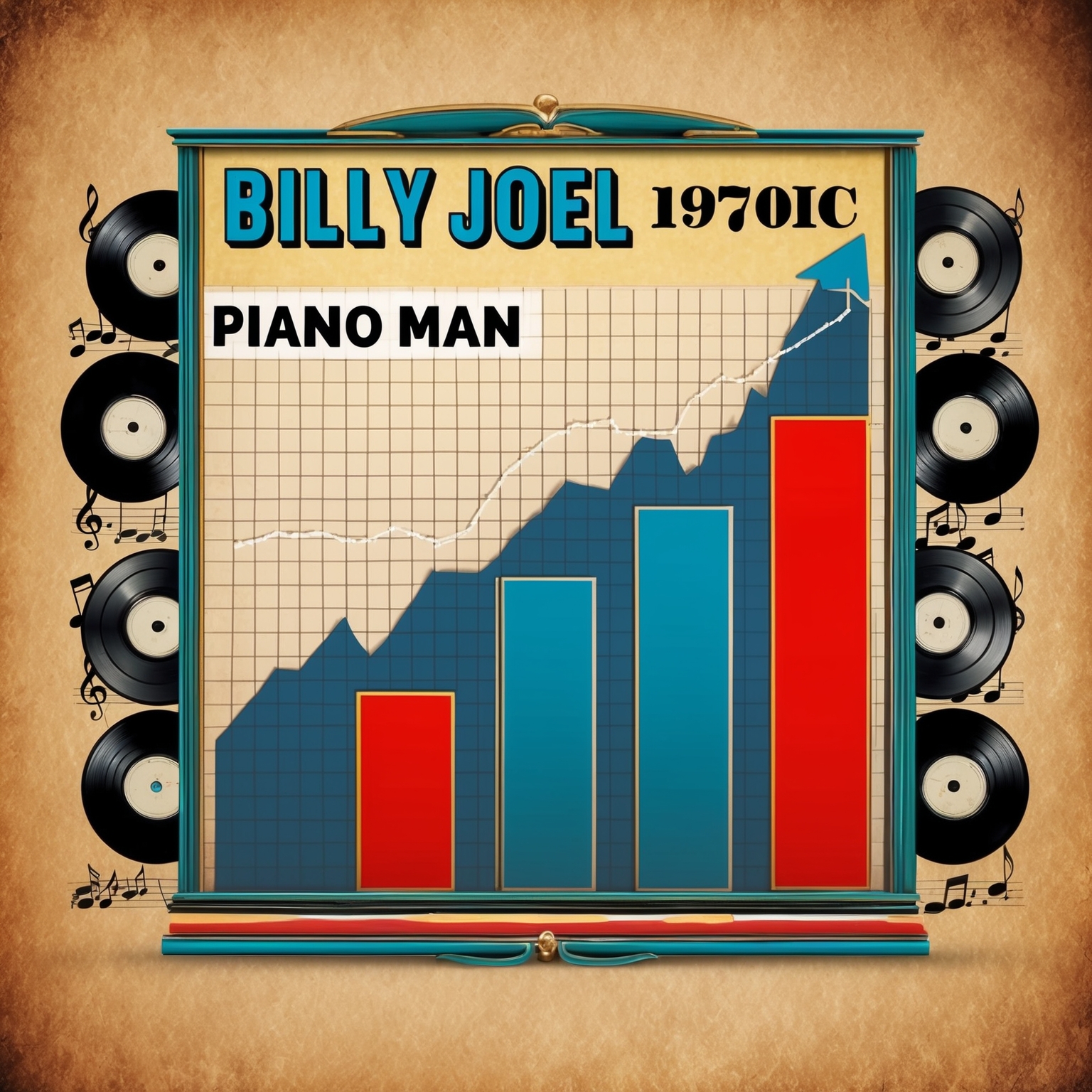 A vintage 1970s music chart graph with Billy Joel’s 