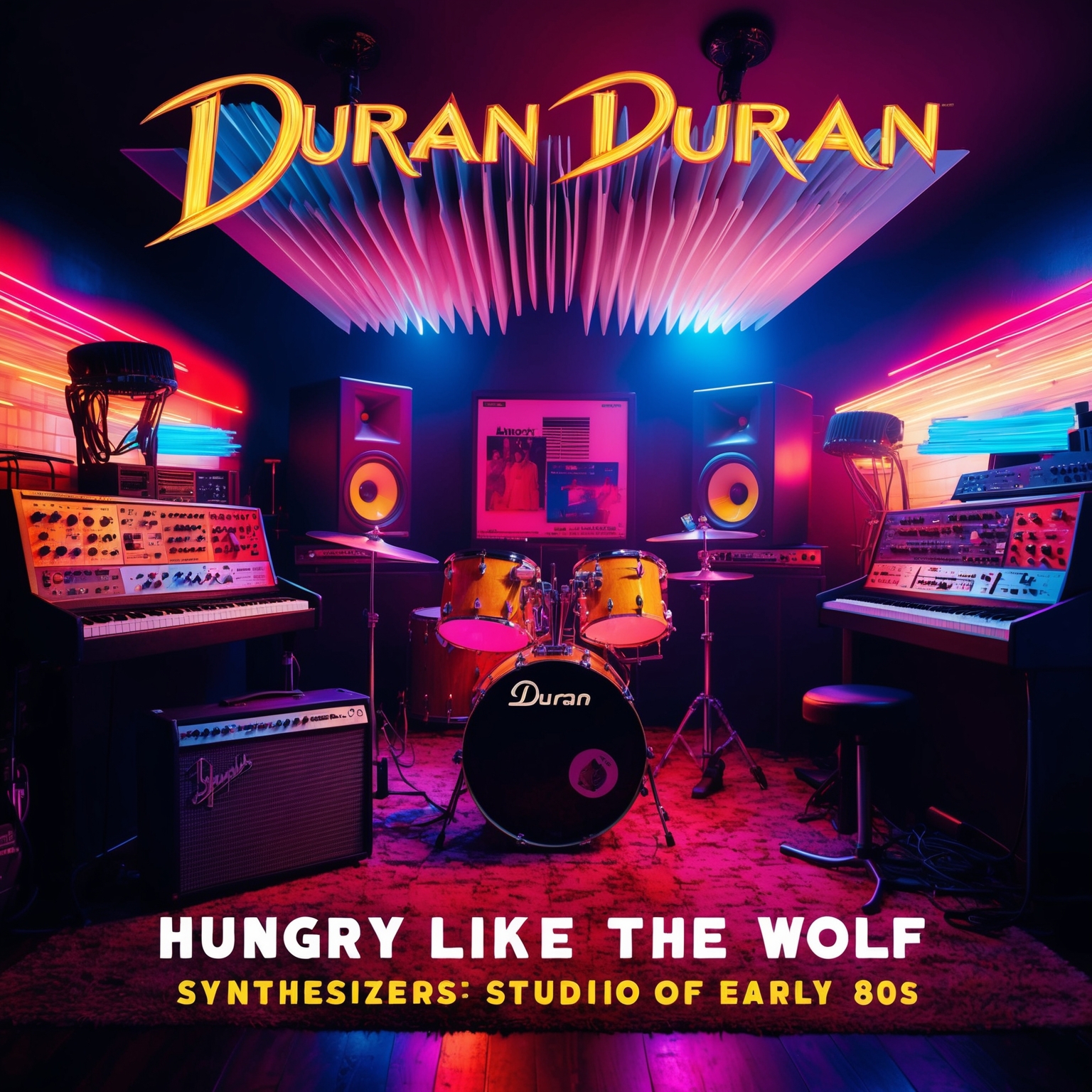 A dynamic, colorful visualization capturing the essence of Duran Duran