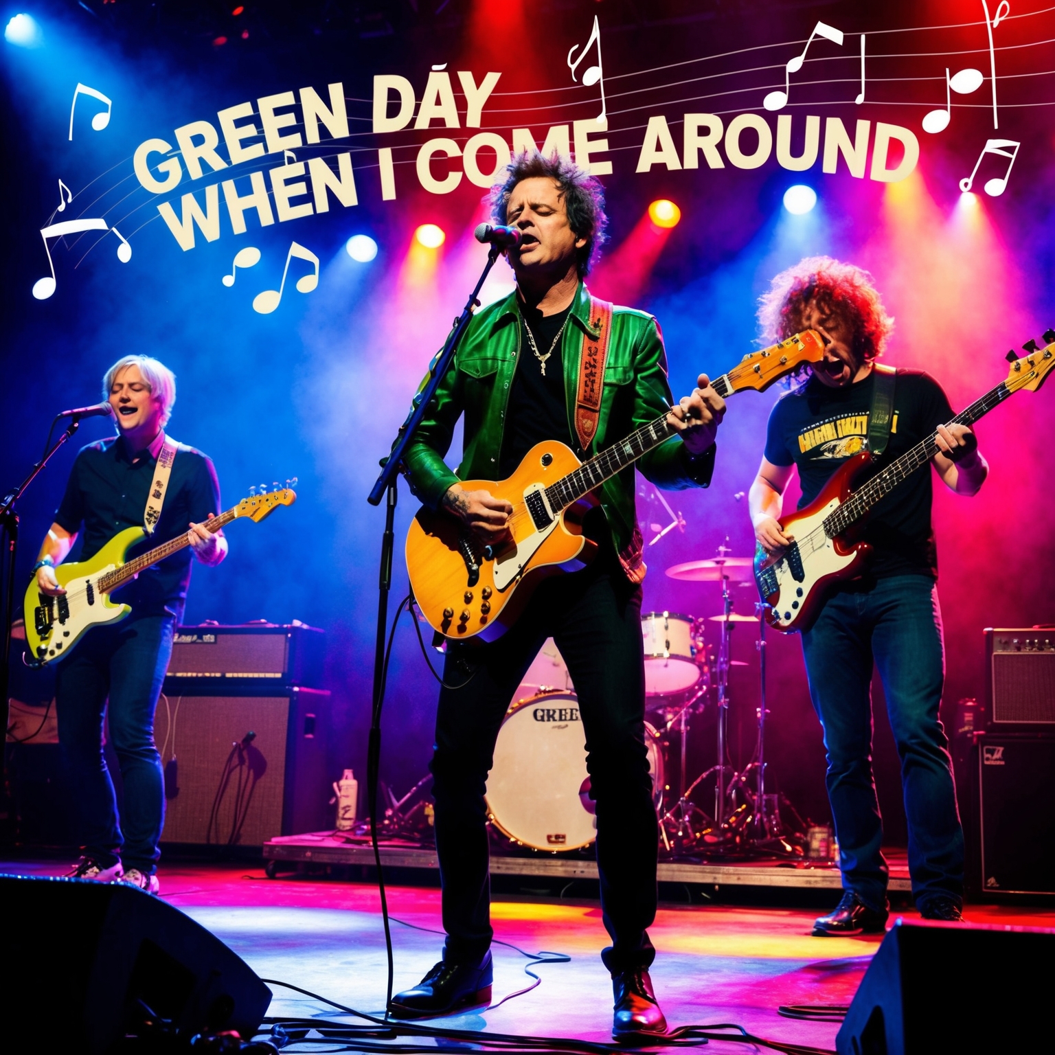 Create an image capturing Green Day performing 