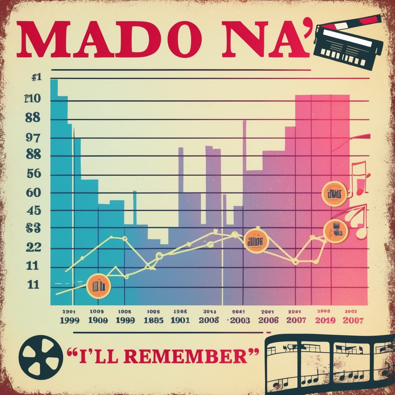 Illustration of a vintage 1990s chart with Madonna