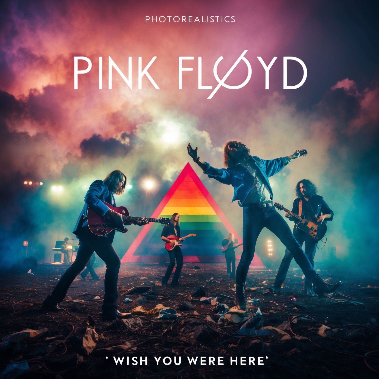 Create an image reflecting an imaginative interpretation of Pink Floyd