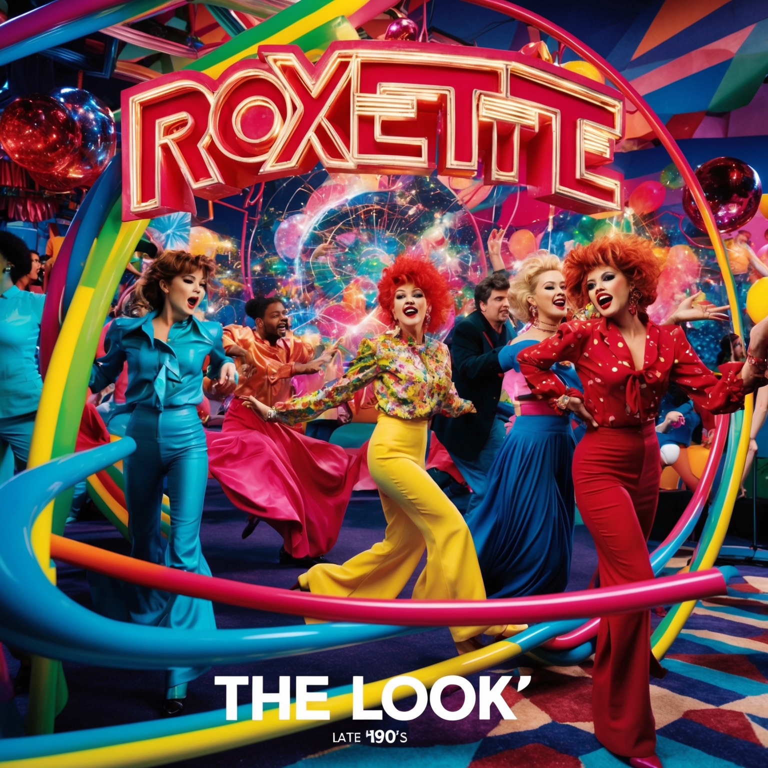 Create an image that visually represents the eclectic and vibrant feel of Roxette