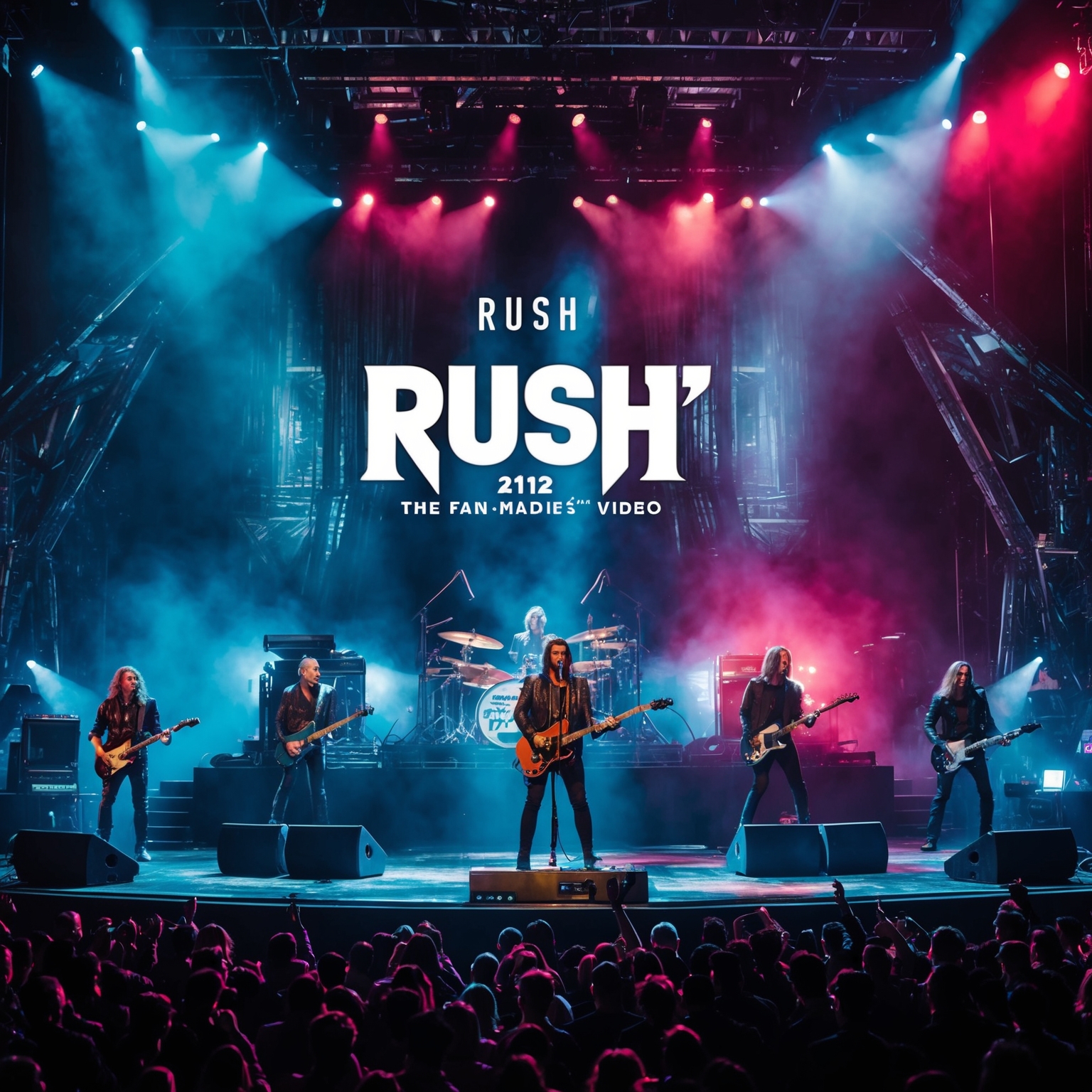 Create a dynamic visual representation of a fan-made video for Rush