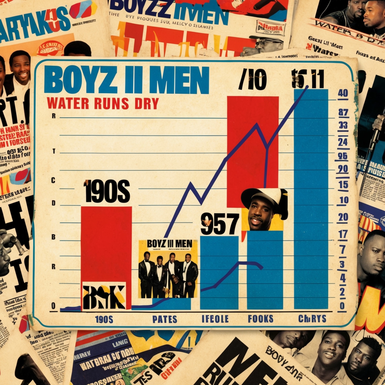 A vintage chart from the 1990s with Boyz II Men