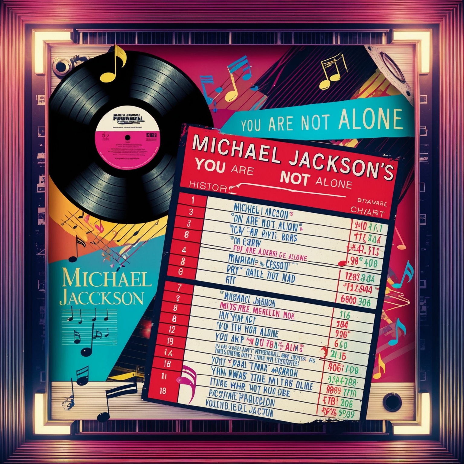 A digital image depicting a historic music chart with Michael Jackson