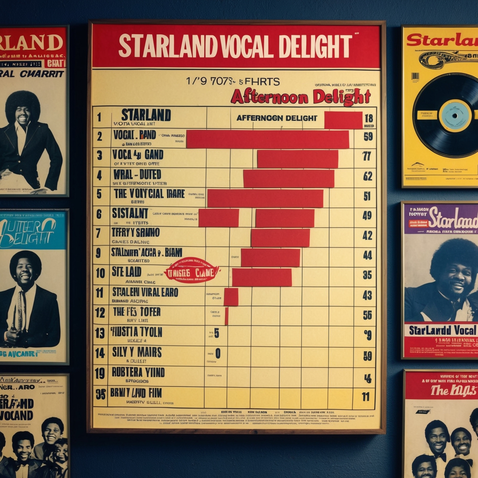 A vintage 1970s music chart displaying the rapid ascent of Starland Vocal Band